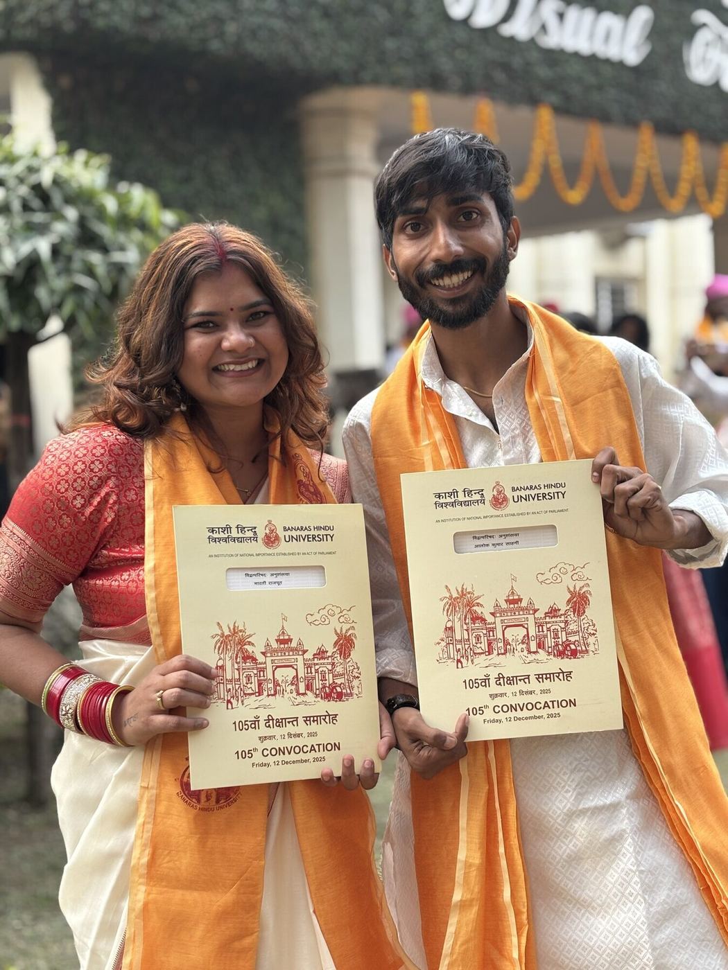 Aryan and Bharti at their BHU convocation